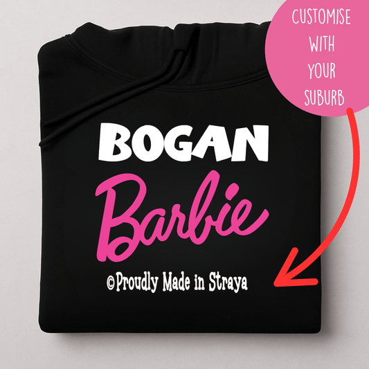 Bogan Barbie Hoodie – Personalise It with Your Town, State or Country