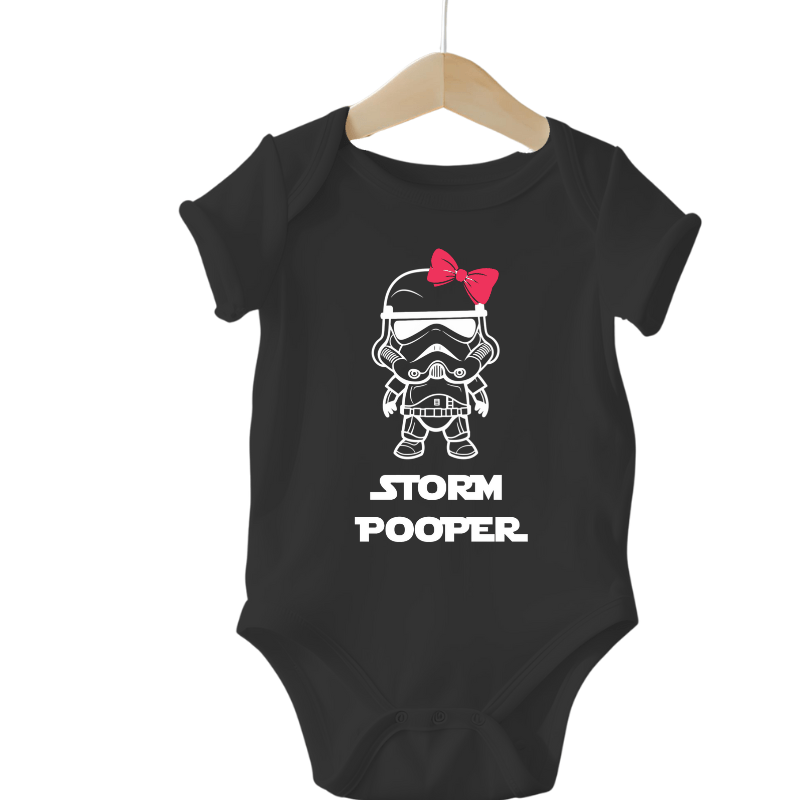 Simpli Must Have Baby Onesie Onesie 0000 / Black Onesie Storm Pooper with Bow Welcome to the Dark Side Onesie