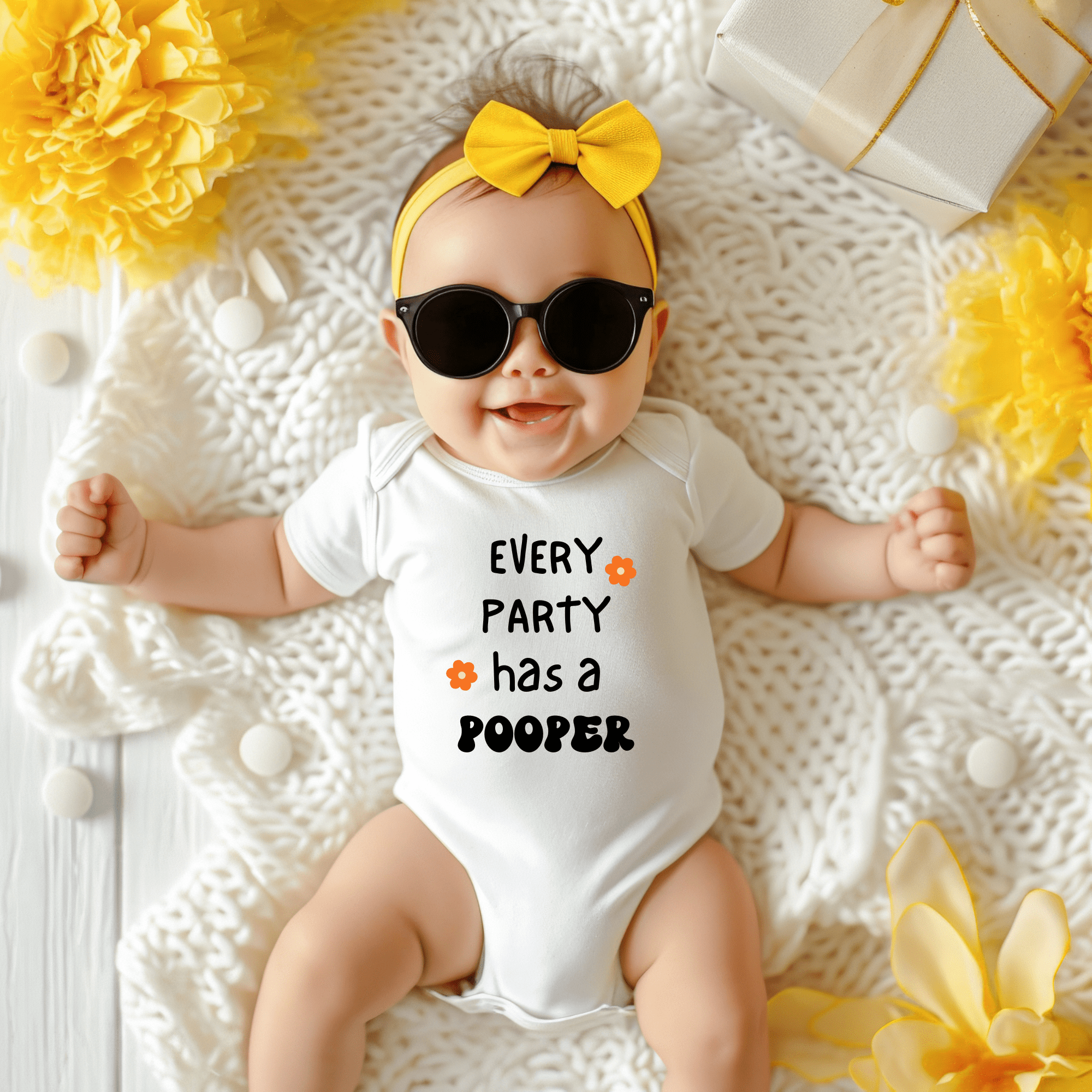 Simpli Must Have Baby Onesies Every Party has a Pooper Onesie