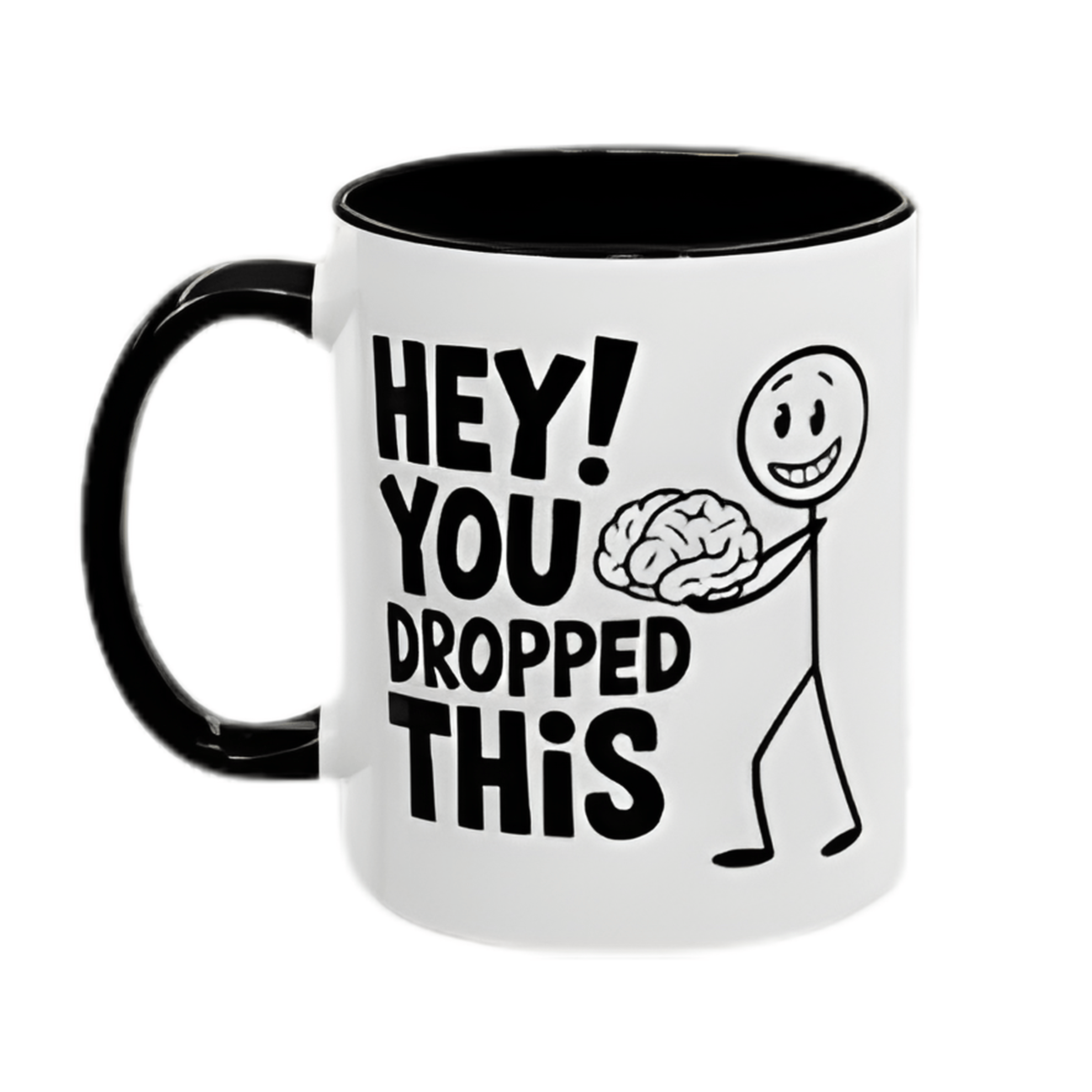 Simpli Must Have Ceramic Coffee Mug Hey You Dropped This Stickman with Brains Mug