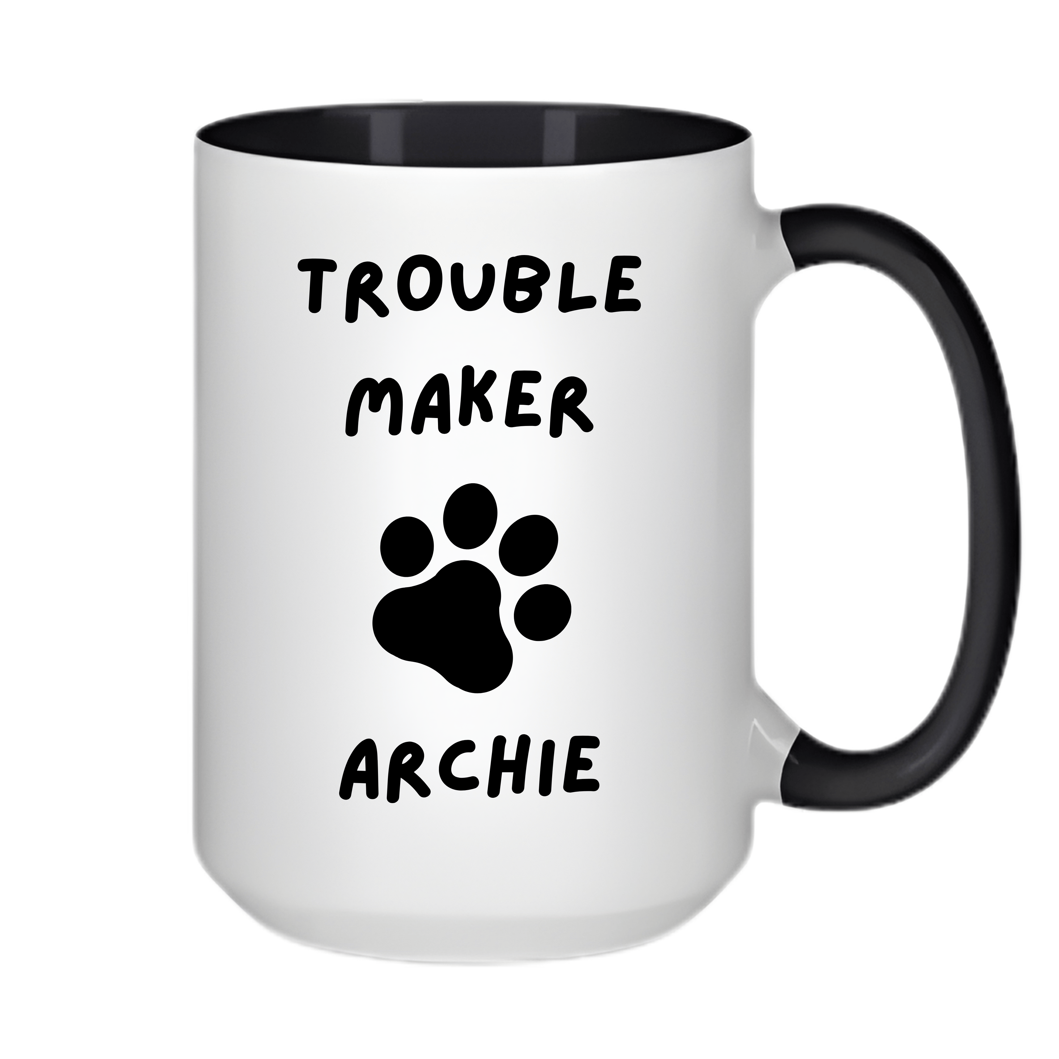 Simpli Must Have Ceramic Coffee Mug Personalised Pet Mug - Trouble Maker Dog Mug