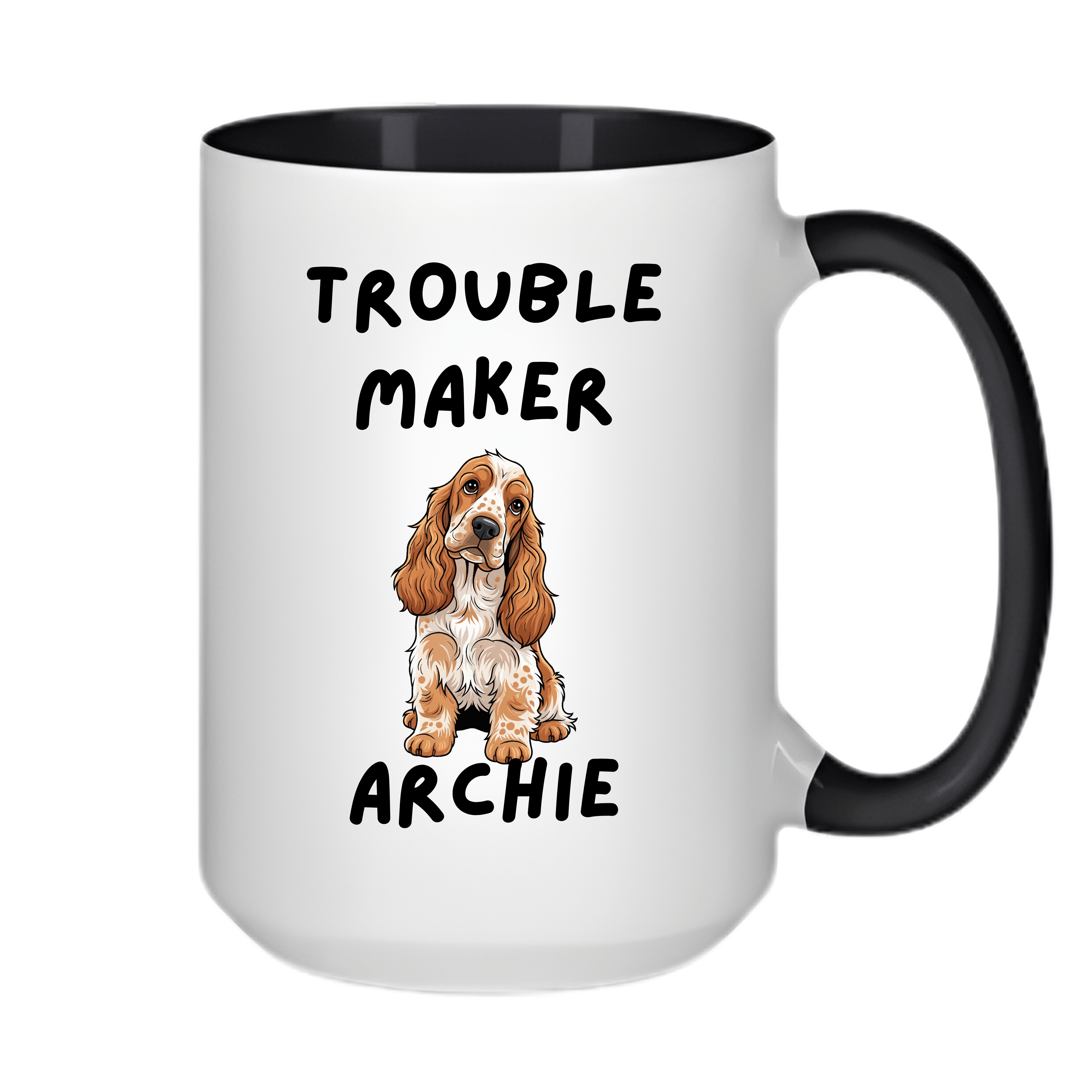 Simpli Must Have Ceramic Coffee Mug Personalised Pet Mug - Trouble Maker Dog Mug