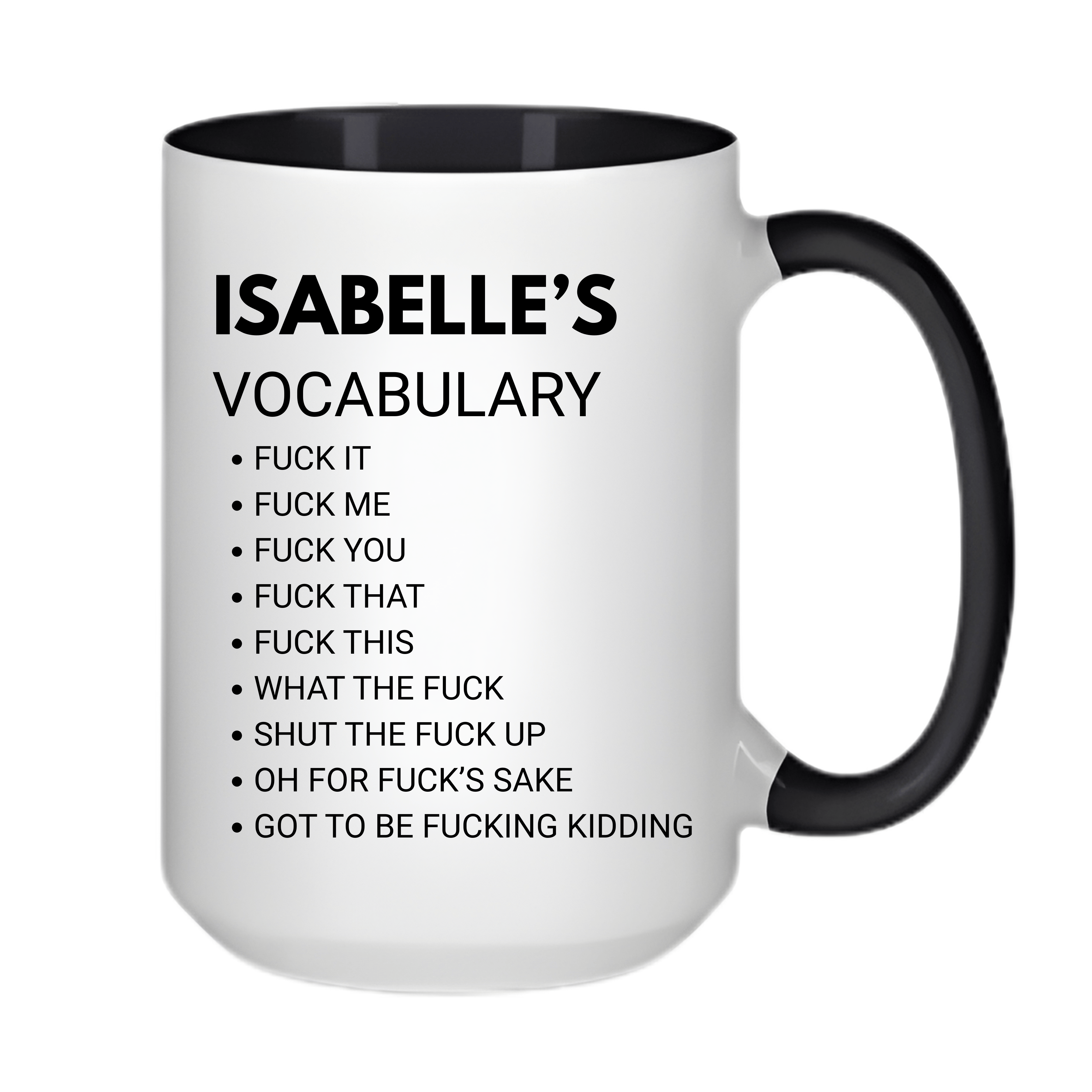 Simpli Must Have Ceramic Coffee Mug Personalised Vocabulary Mug - Swearing Mug with Name