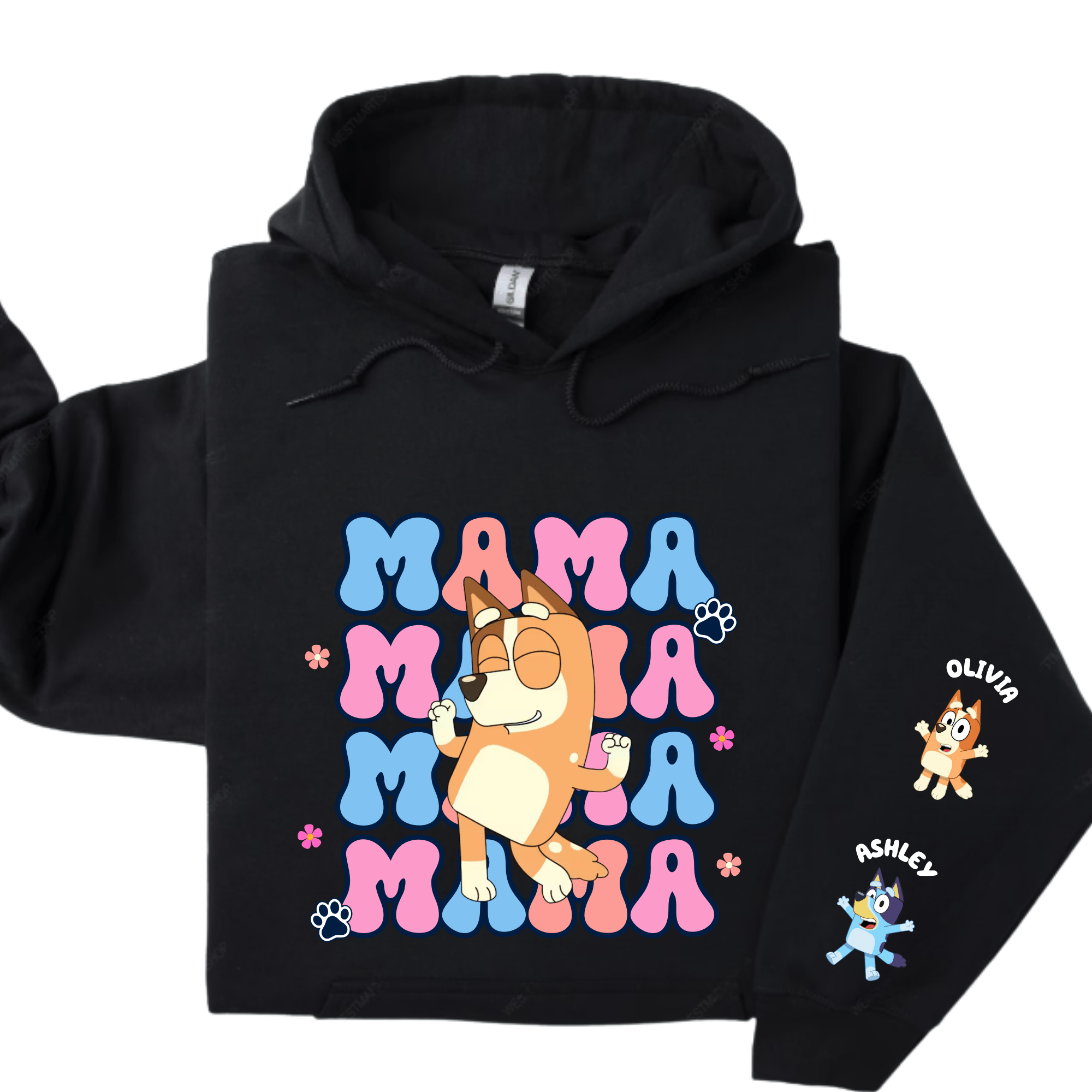 Simpli Must Have Hoodie Bluey Mama Hoodie Personalised Sleeves