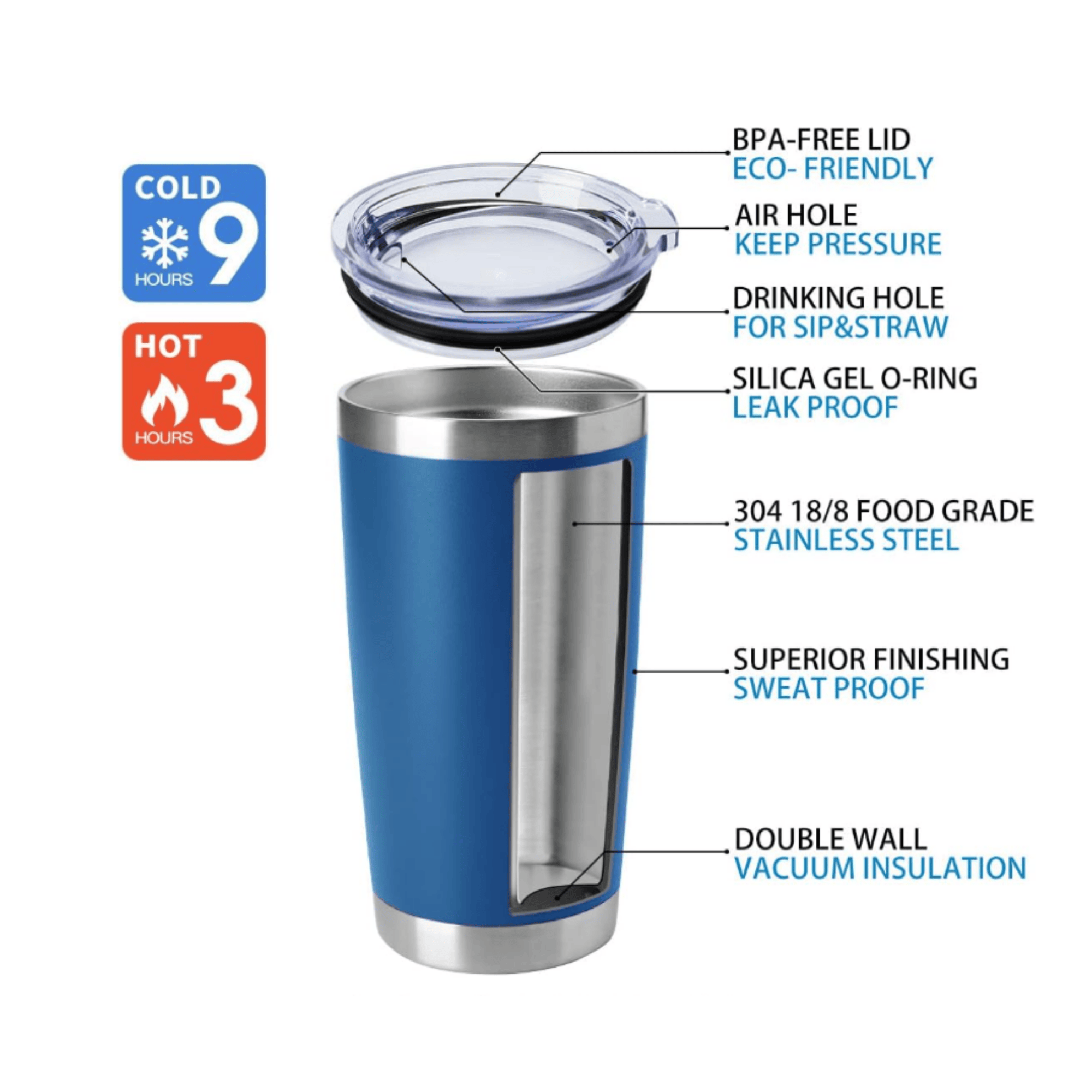 Simpli Must Have Insulated tumbler Navy Blue 20oz Tumbler