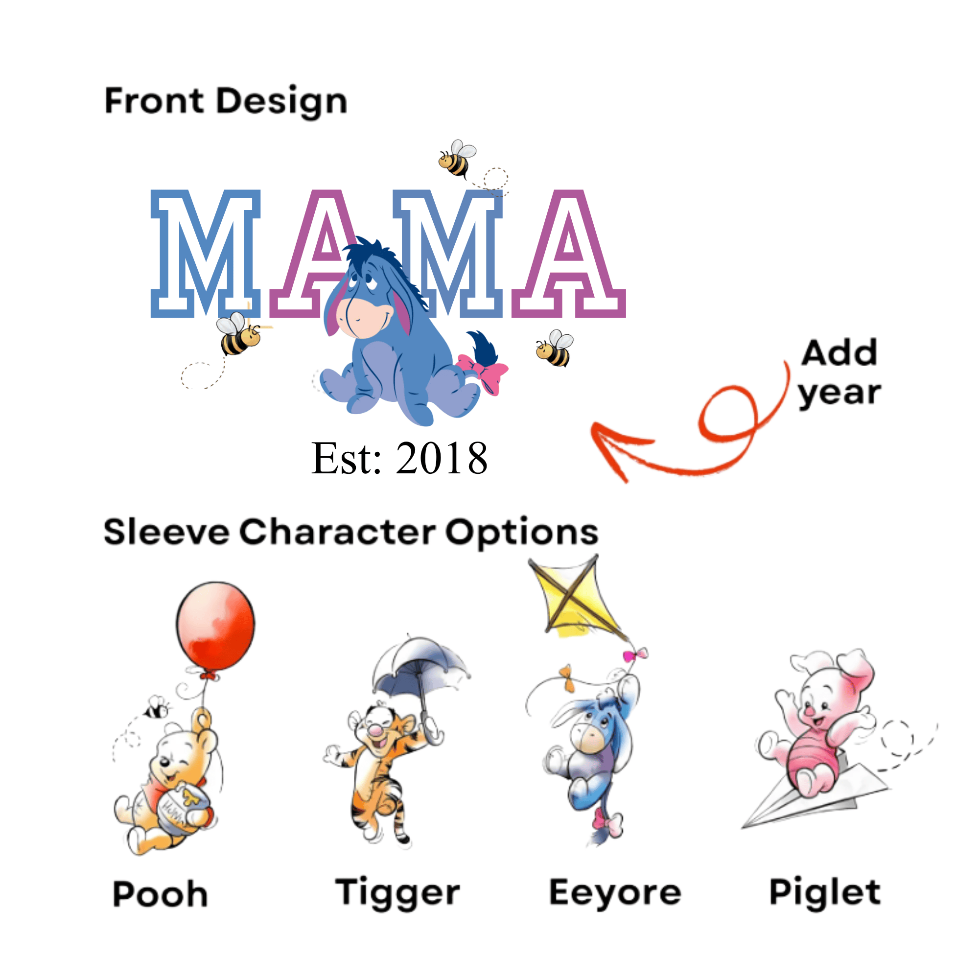 Simpli Must Have Mama Hoodie Eeyore Hoodie with Personalised Sleeves