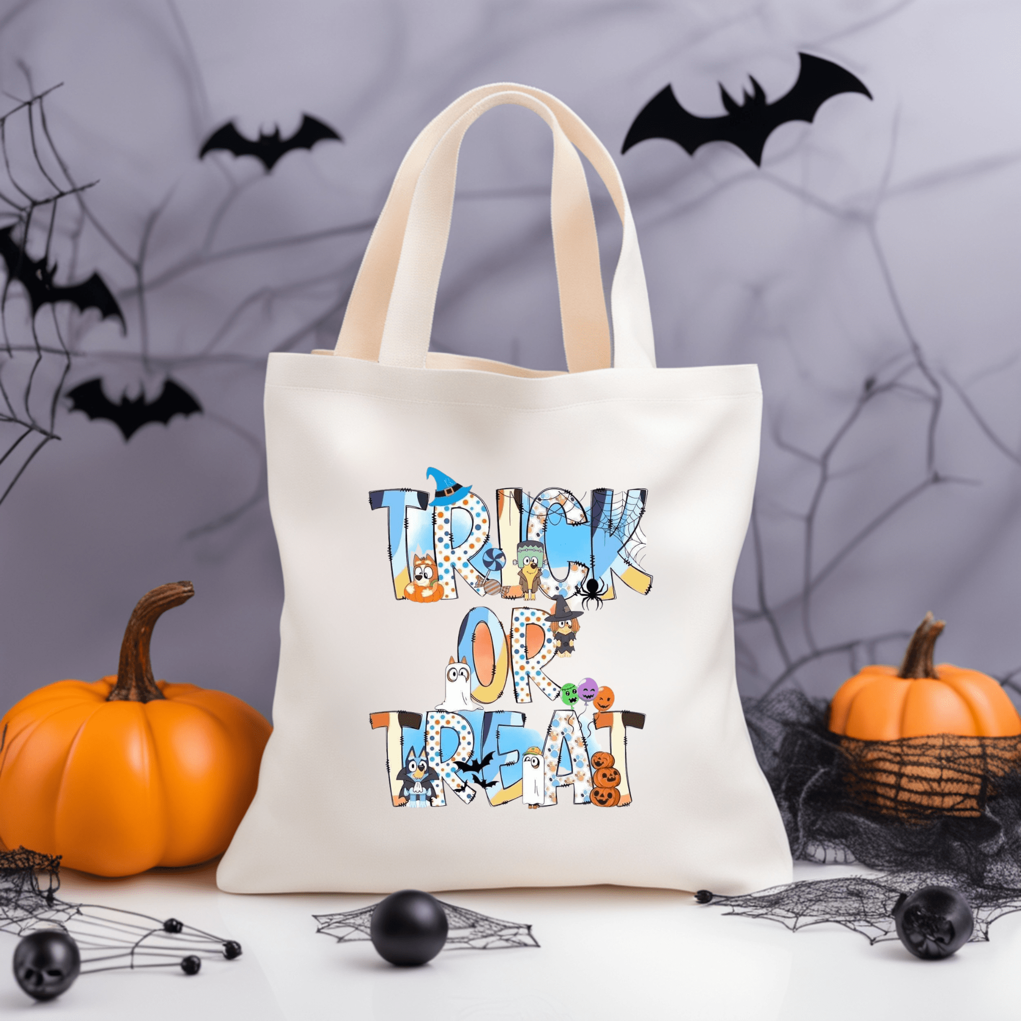 Simpli Must Have Tote Bag Bluey Trick or Treat Tote Bag Halloween