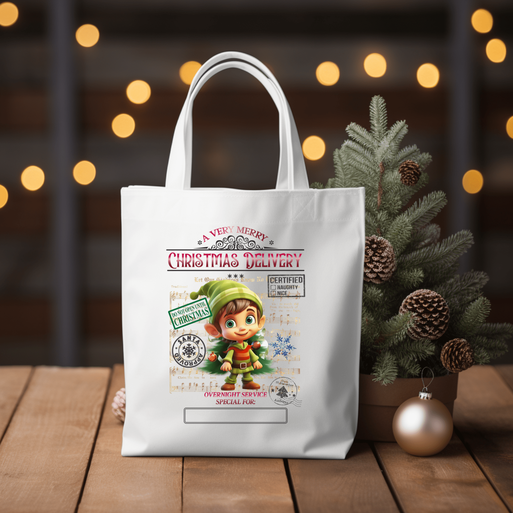 Simpli Must Have Tote Bag Elf Personalised Xmas Tote Bag