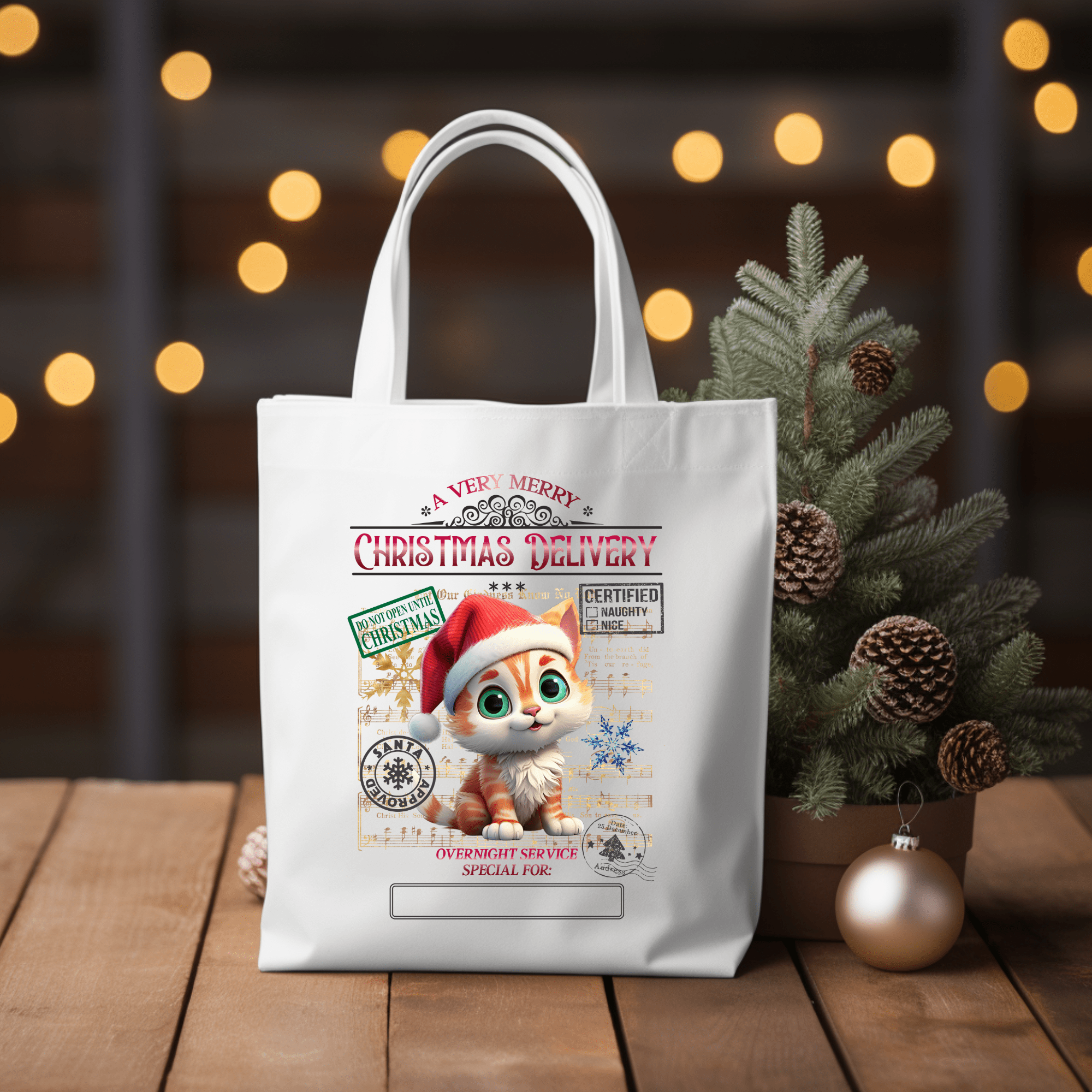 Simpli Must Have Tote Bag Kitty Personalised Xmas Tote Bag