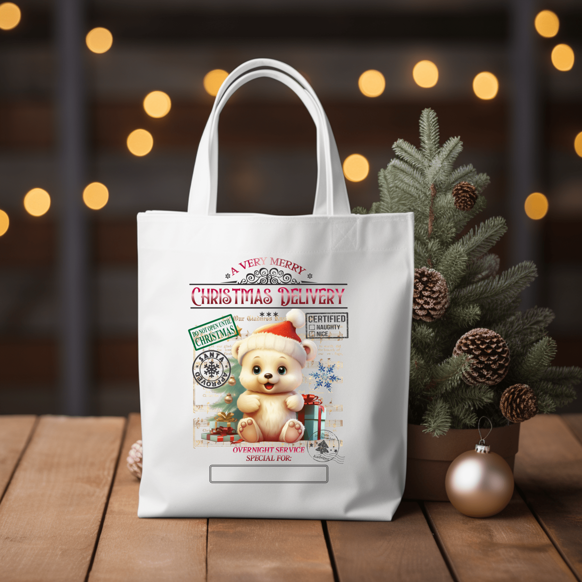 Simpli Must Have Tote Bag Teddy Personalised Xmas Tote Bag