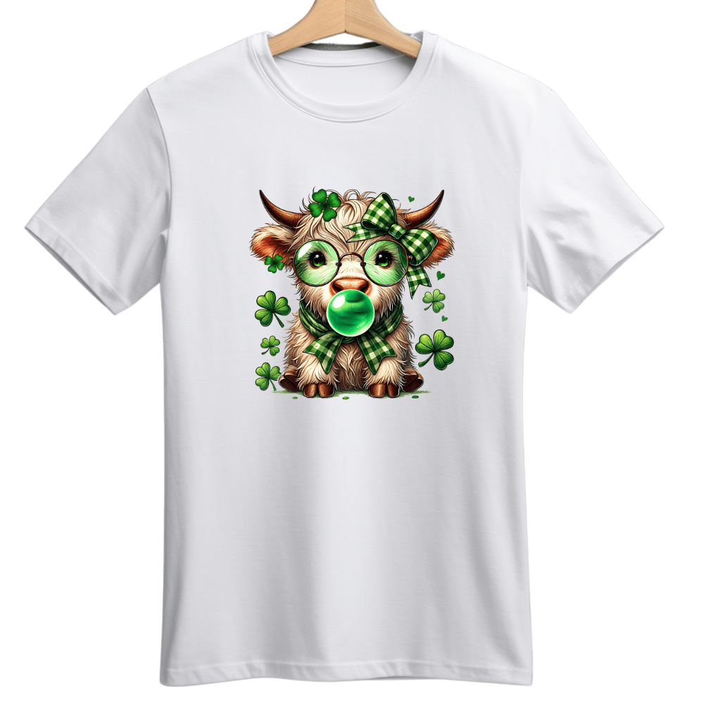Simpli Must Have Tshirt Black / Adult XS / Highland Cow with Sunnies Highland Cow St Patricks Day Tshirt - St Paddy's Highland Cow Tshirt