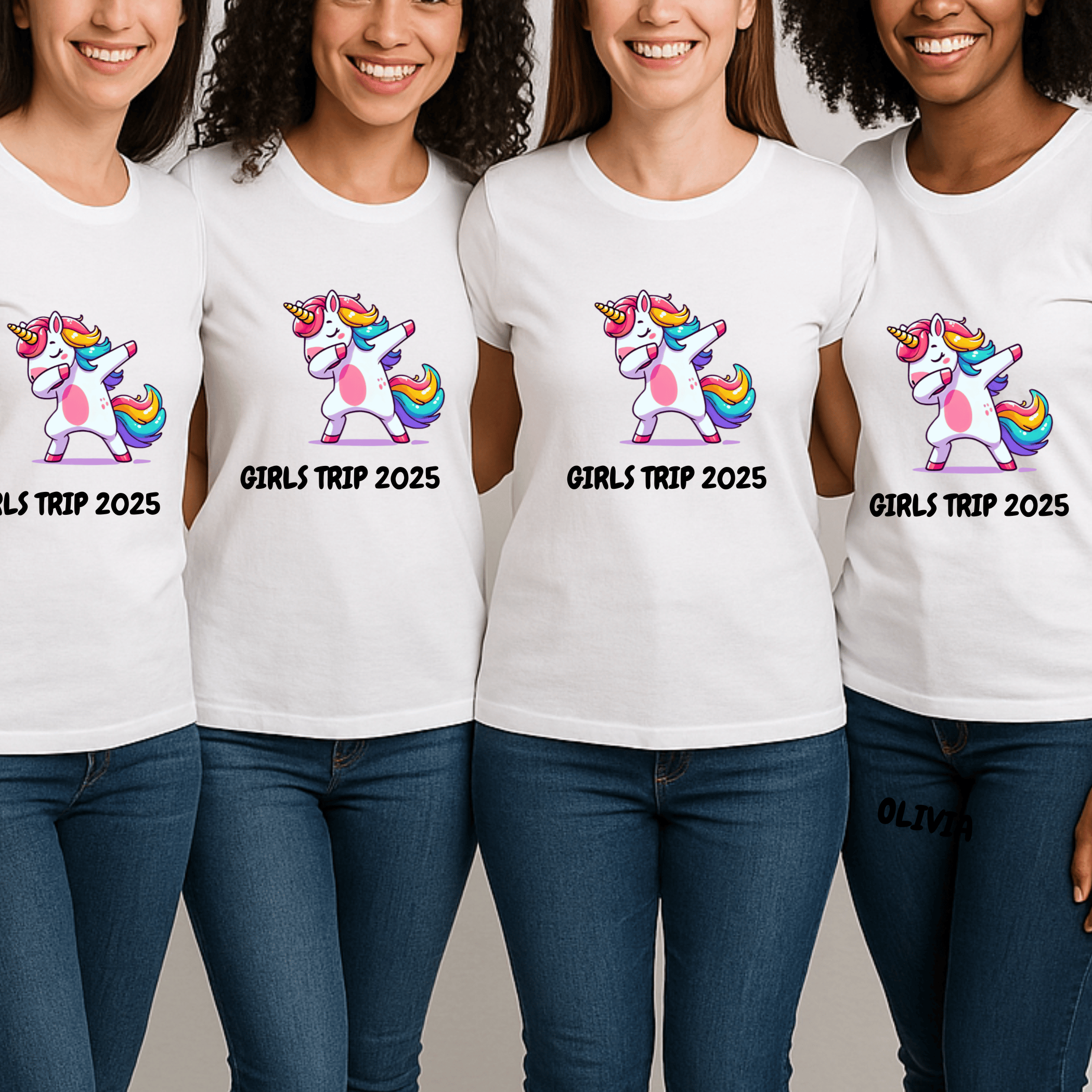 Simpli Must Have TShirt Personalised Dabbing Unicorn Tshirts for Girls Trip Events