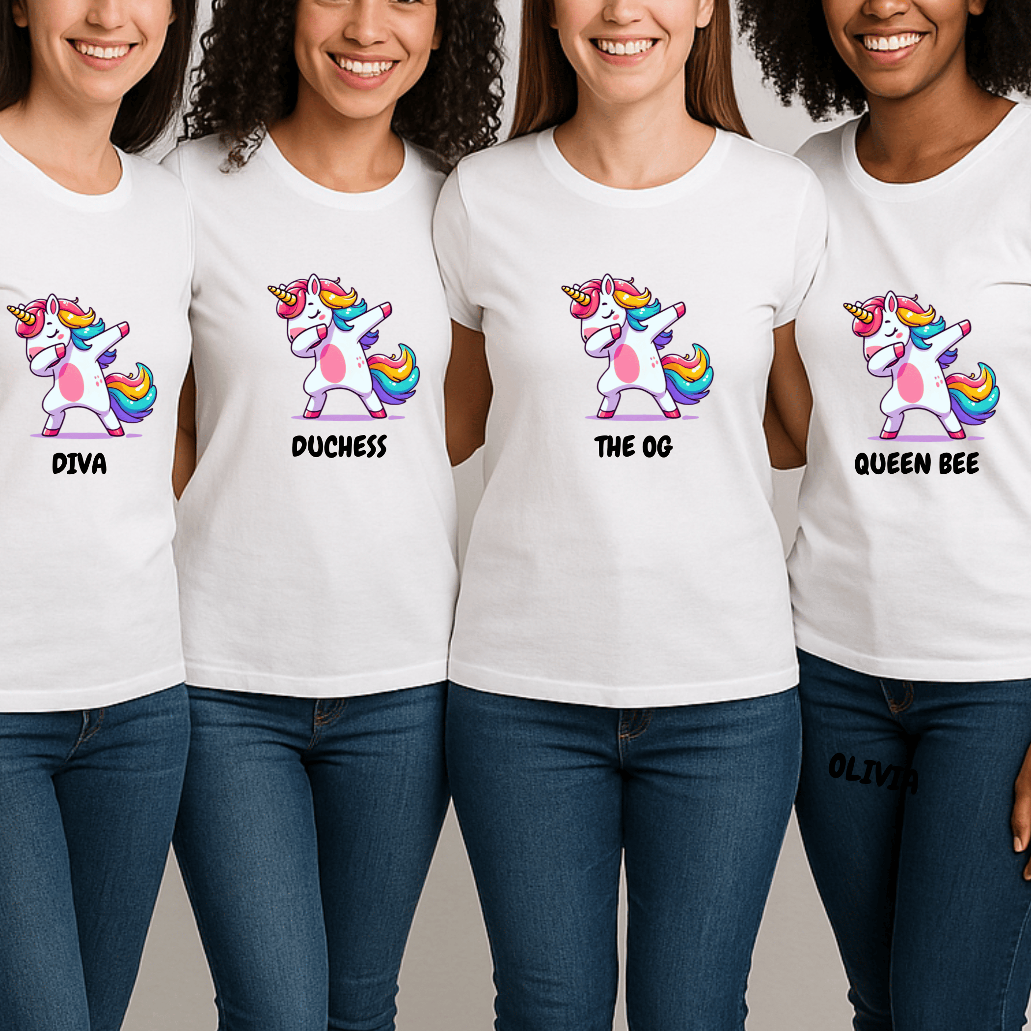 Simpli Must Have TShirt Personalised Dabbing Unicorn Tshirts for Girls Trip Events