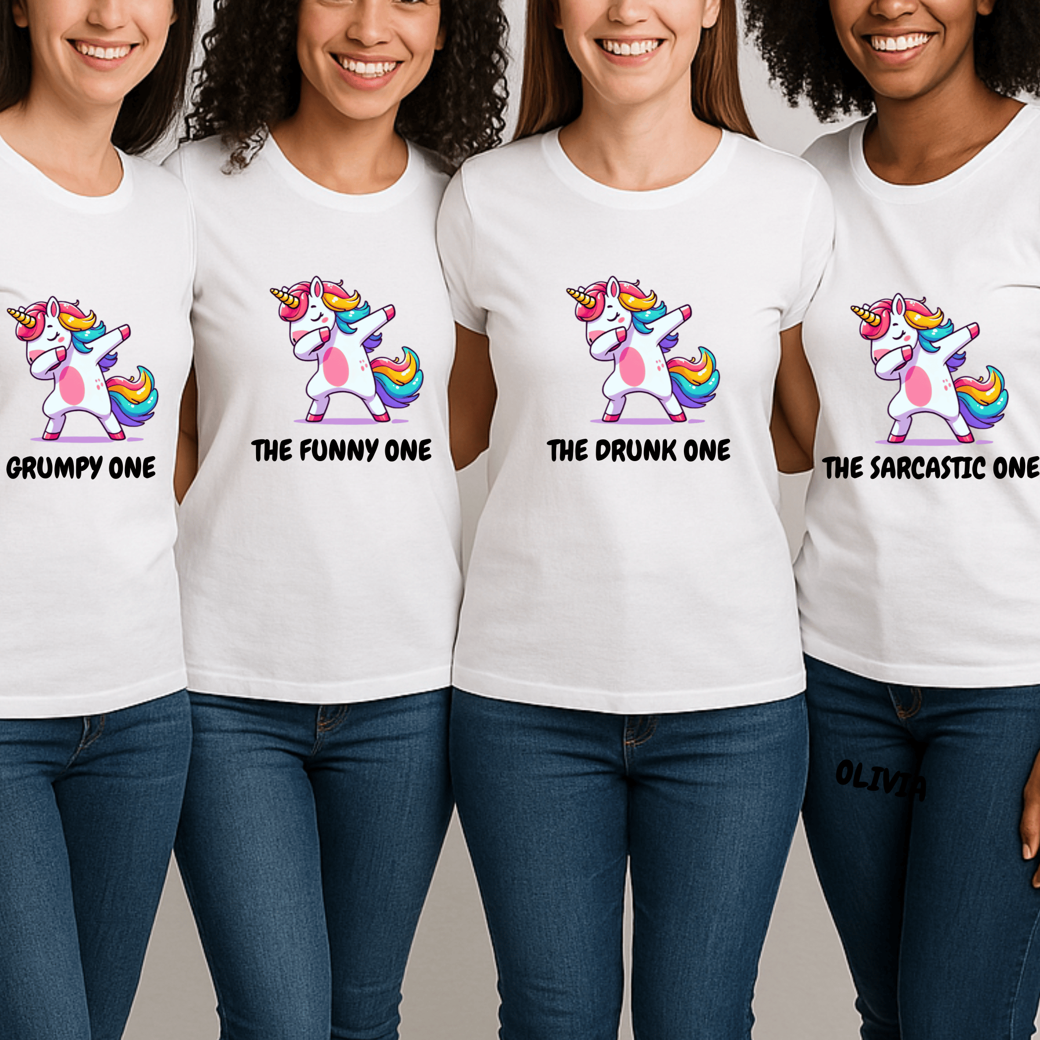 Simpli Must Have TShirt Personalised Dabbing Unicorn Tshirts for Girls Trip Events