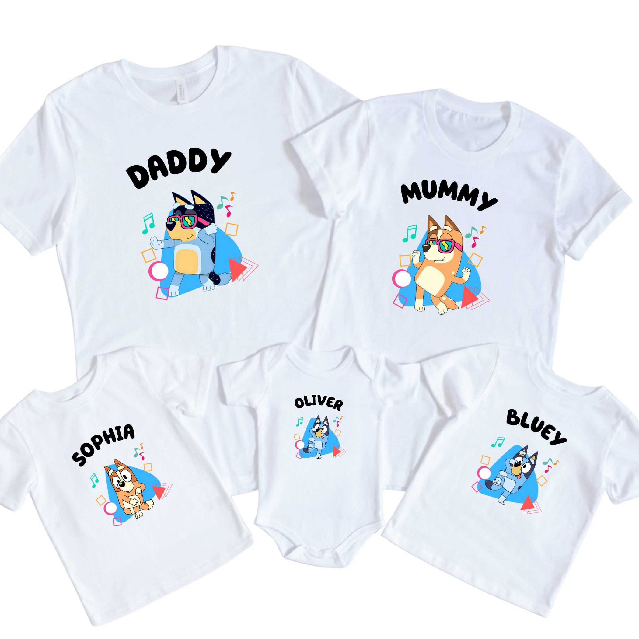 Simpli Must Have tshirt Personalised Dancing Bluey Family Tshirts