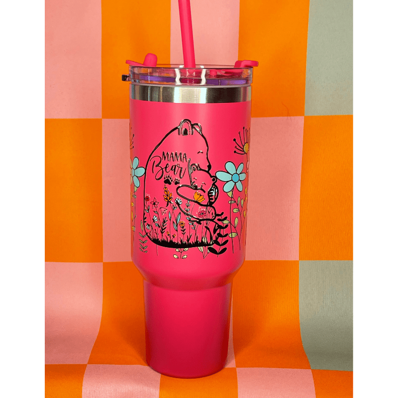 SimpliMust 40oz tumbler Hot Pink Mama Bear 40oz Tumbler