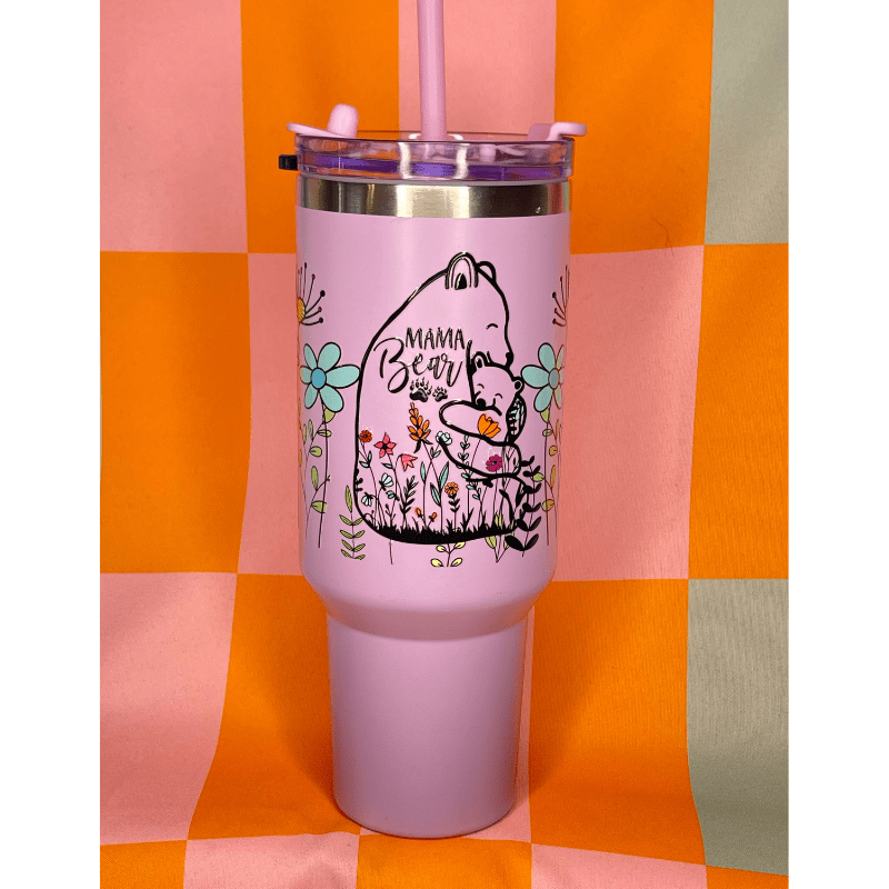 SimpliMust 40oz tumbler Pastel Pink Mama Bear 40oz Tumbler