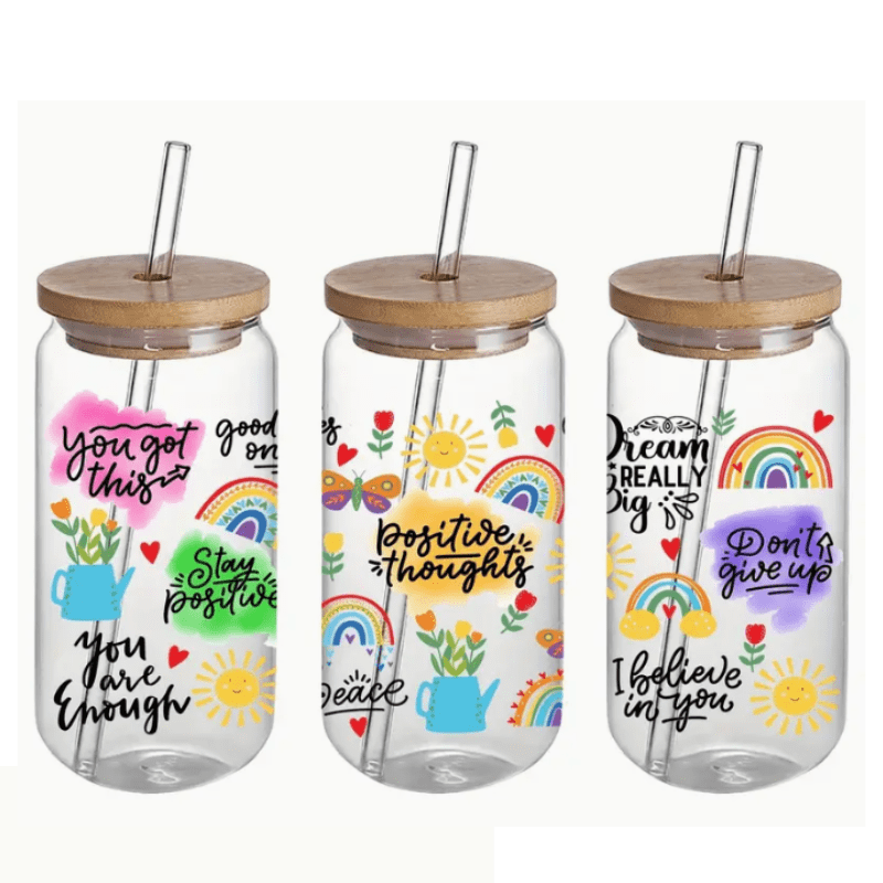 SimpliMust Libbey Glass Cup Positive Thoughts Glass Libbey Cup