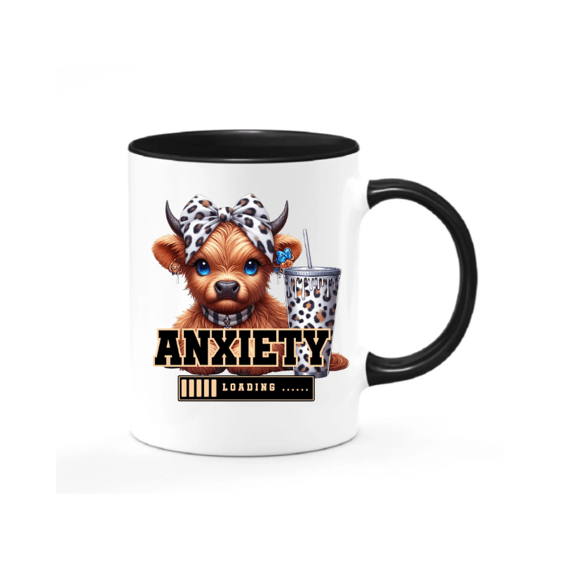 SimpliMust Mug Highland Cow Anxiety Loading Mug