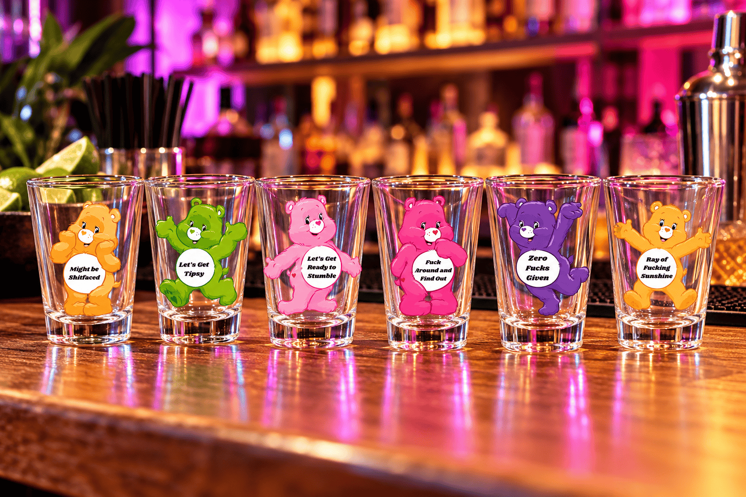 SimpliMust Swear Bears Shot Glasses