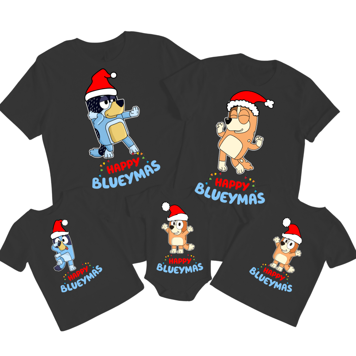SimpliMust TShirt Happy Blueymas Matching Tshirts - Black