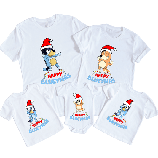 SimpliMust TShirt Happy Blueymas Matching Tshirts - White