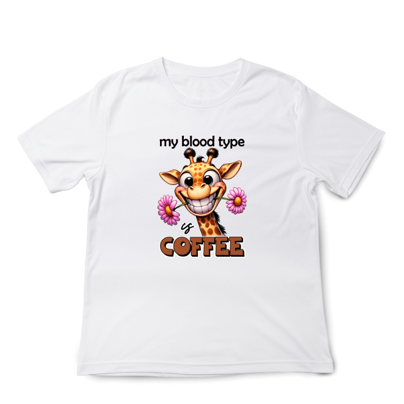 SimpliMust tshirt My Blood Type is Coffee Giraffe Tshirt