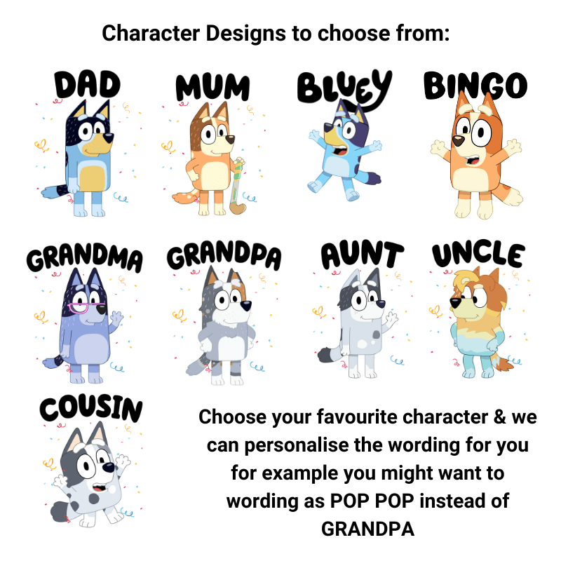 SimpliMust TShirt Personalised Bluey Family Tshirts