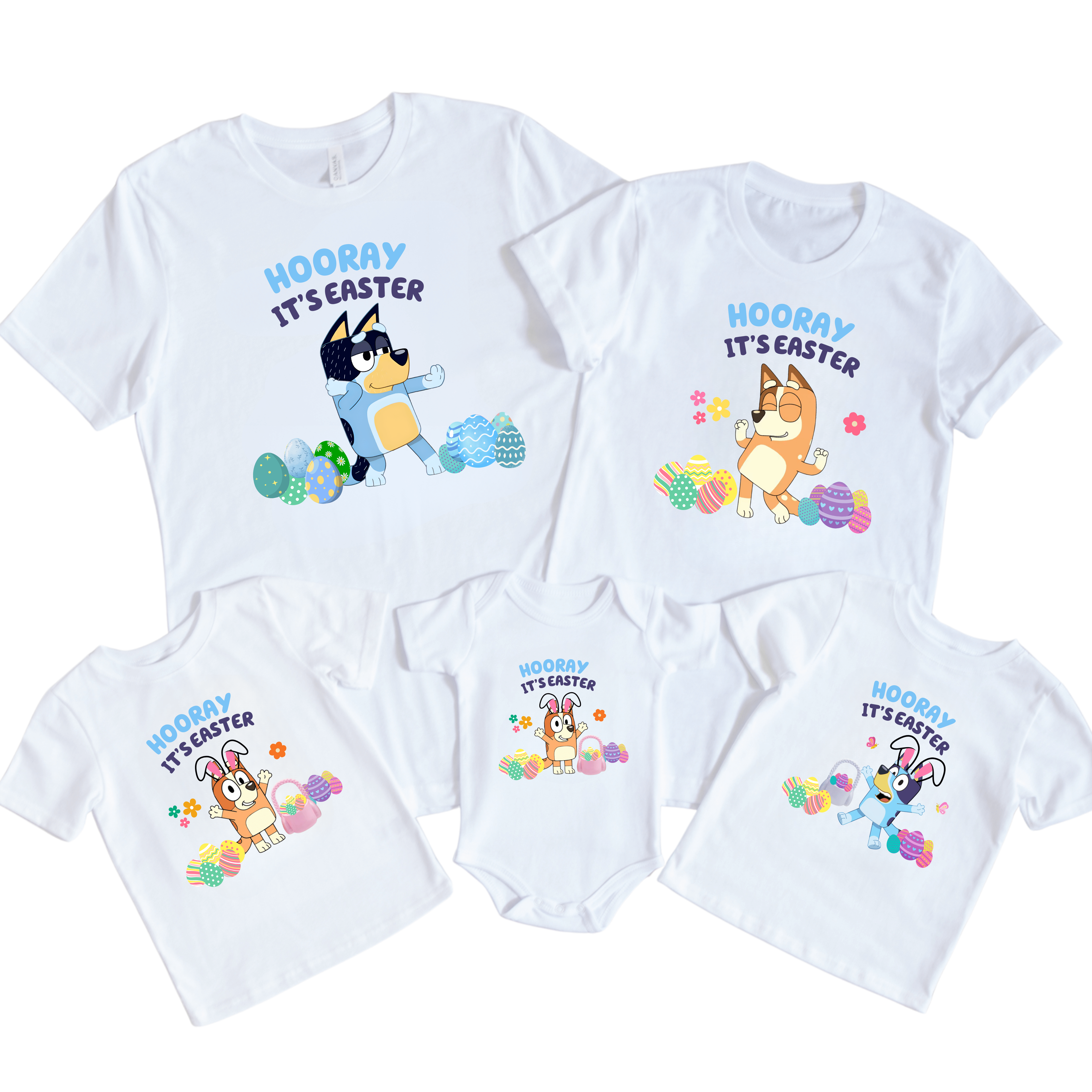 SimpliMust Tshirts Easter Bluey Family Shirts - Bluey Bingo Chilli Bandit