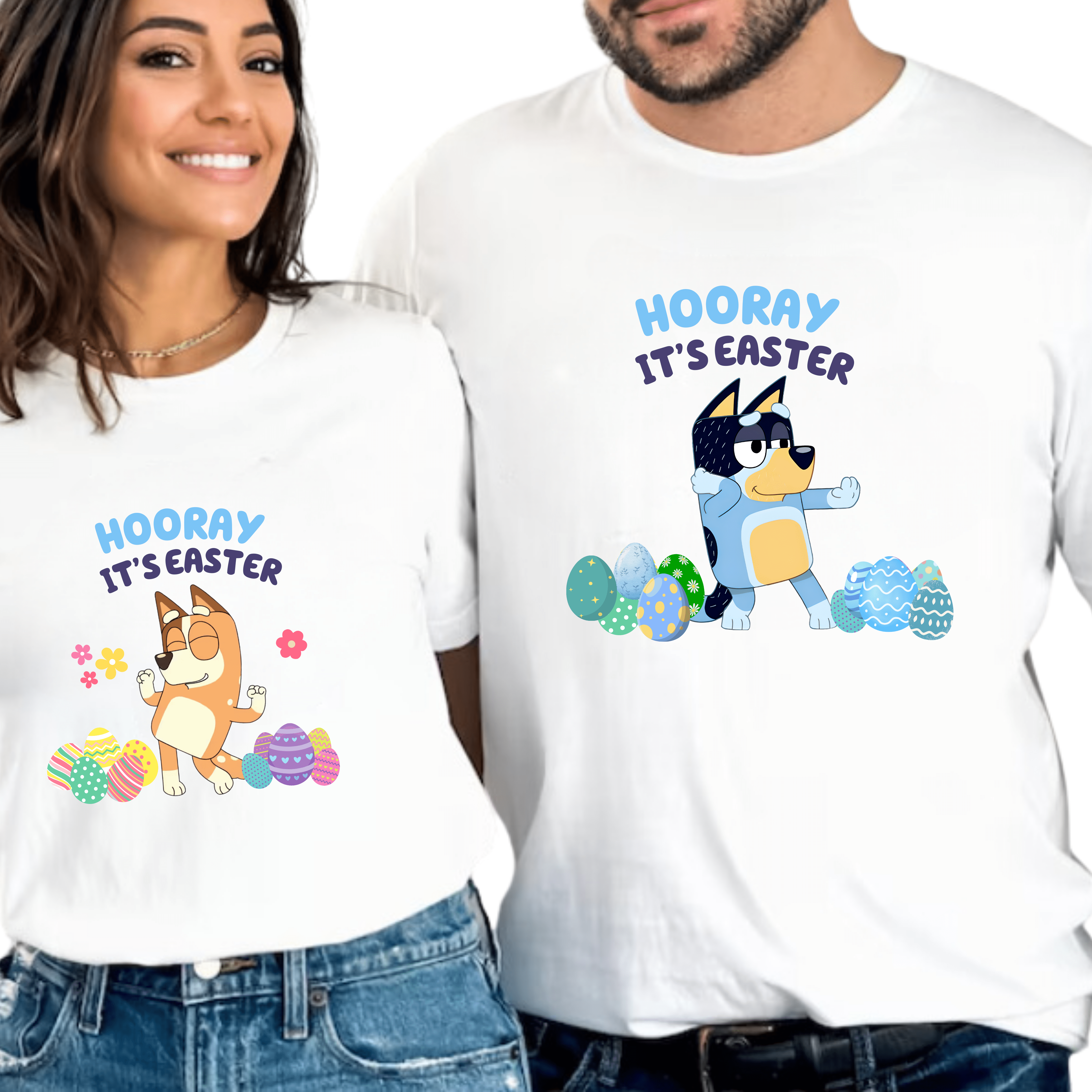 SimpliMust Tshirts Easter Bluey Family Shirts - Bluey Bingo Chilli Bandit