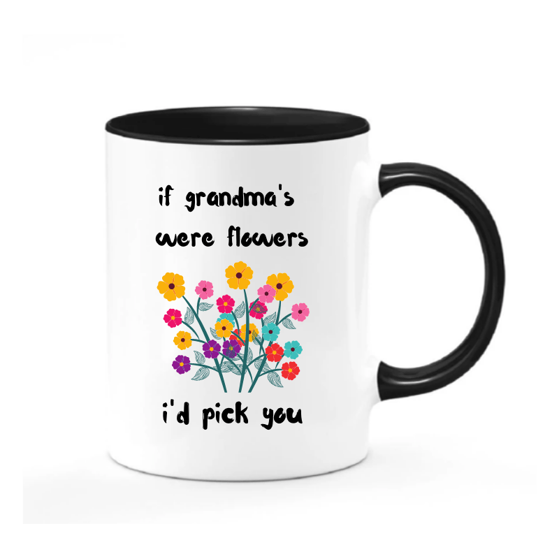 Simpli Mug White with Black Handle Pick Grandma Ceramic Mug
