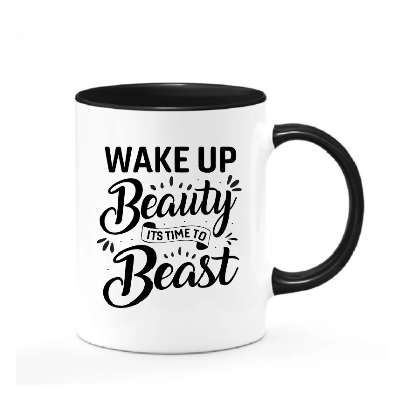Simpli Mug White with Black Time to Beast Mug