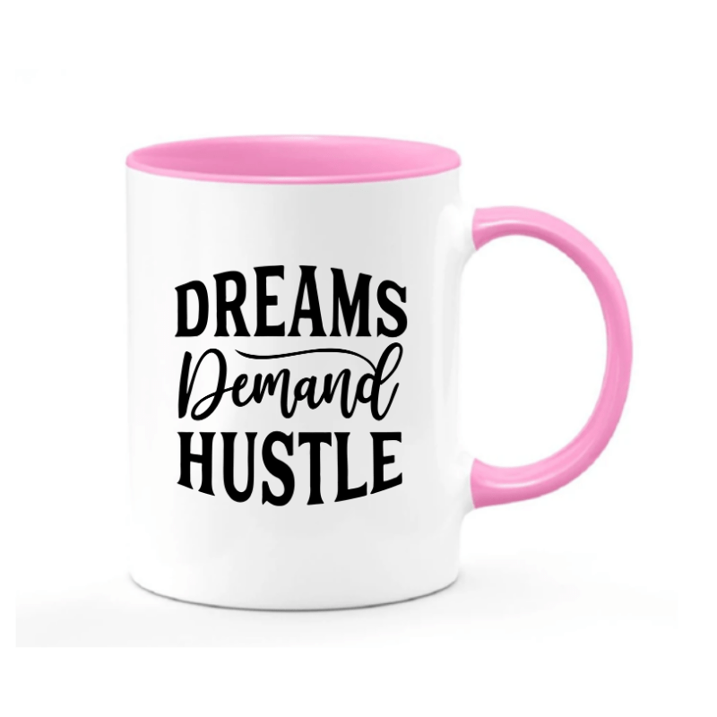 Simpli Mug White with Pink Dreams Demand Hustle Mug