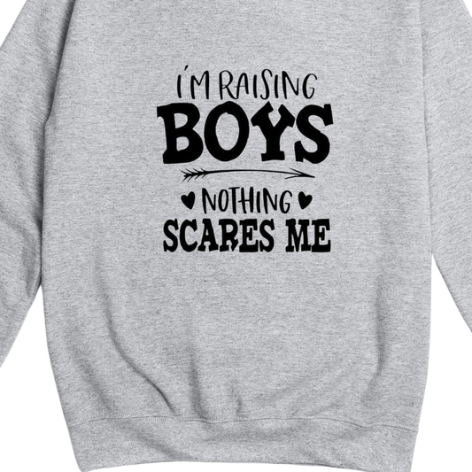 Simpli Sweatshirt S / Grey I'm Raising Boys Nothing Scares Me Jumper