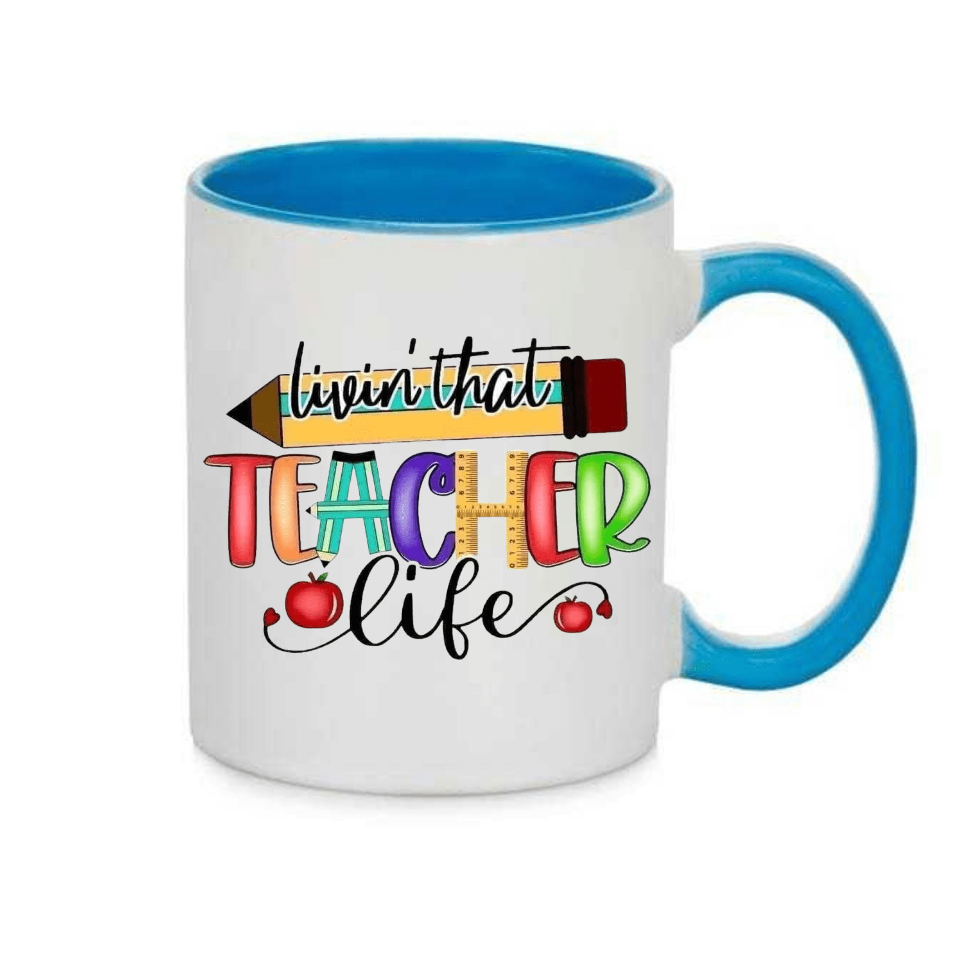 SimpliMust Mugs Blue Handle Teacher Life Mug